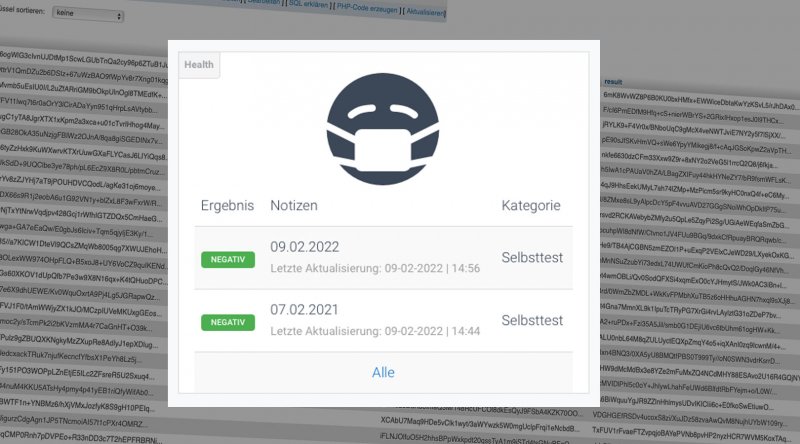 Web App für die digitale Erfassung von Corona-Schnelltests der Mitarbeiter im Büro