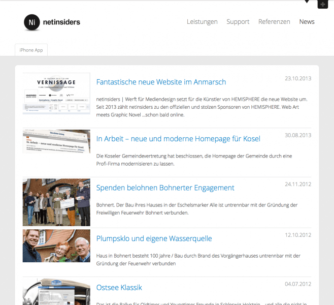 Die 12. Homepage von netinsiders in 10 Jahren