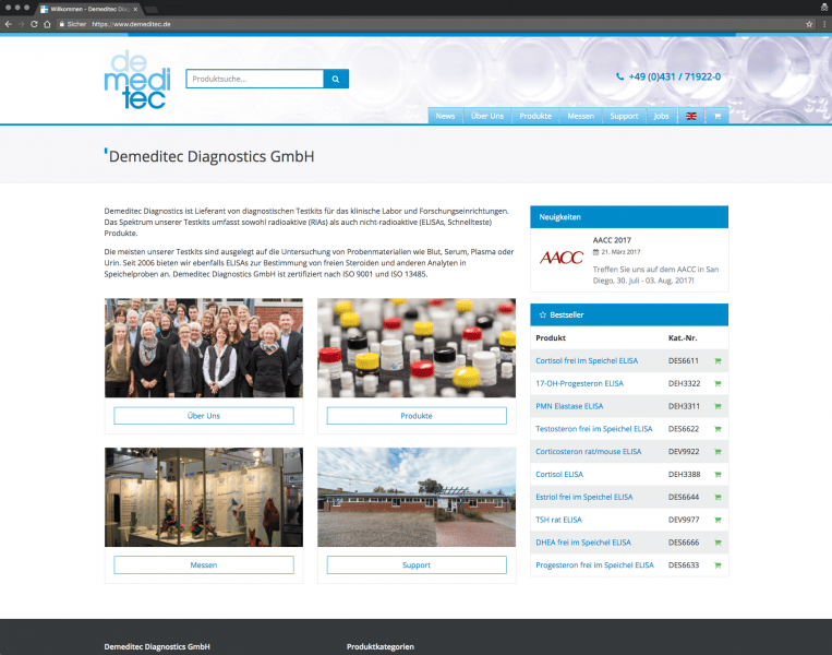 Homepage der Demeditec Diagnostics GmbH | Lieferant von diagnostischen Testkits für klinische Labor und Forschungseinrichtungen